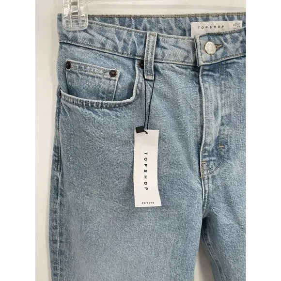 NWT Topshop Straight Jeans Cropped Raw Hem Size 6 - Picture 2 of 6